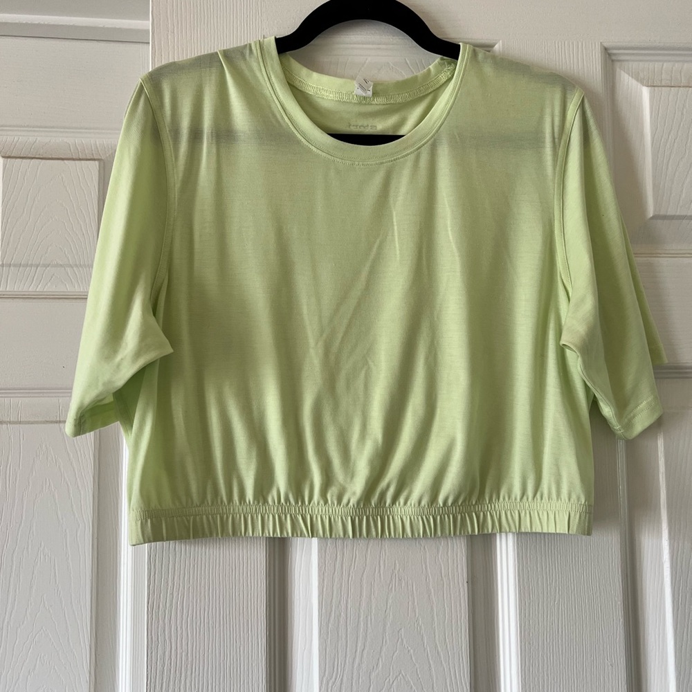 STORI by Katy Hearn Green Relaxed Crop Top short sleeve